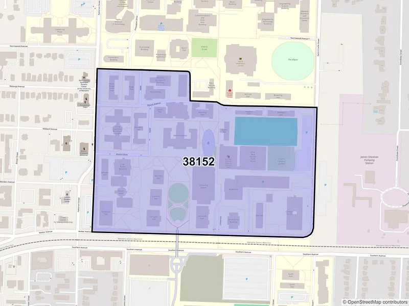 Map of ZIP Code 38152 — Memphis, TN