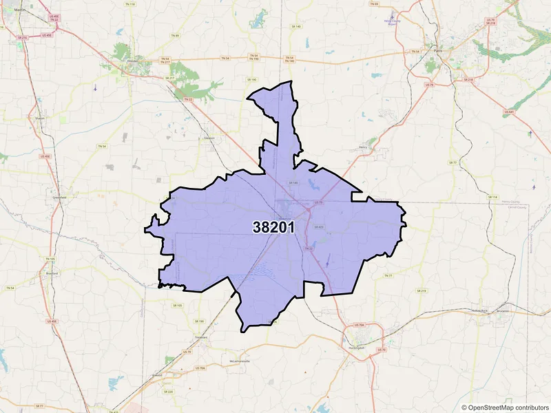 Map of Mc Kenzie, Tennessee and ZIP codes