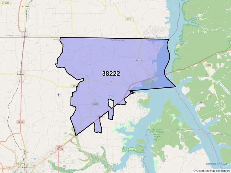 Map of ZIP Code 38222 — Buchanan, TN