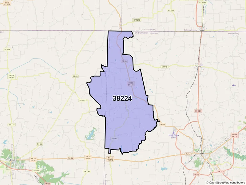 Map of Cottage Grove, Tennessee and ZIP codes