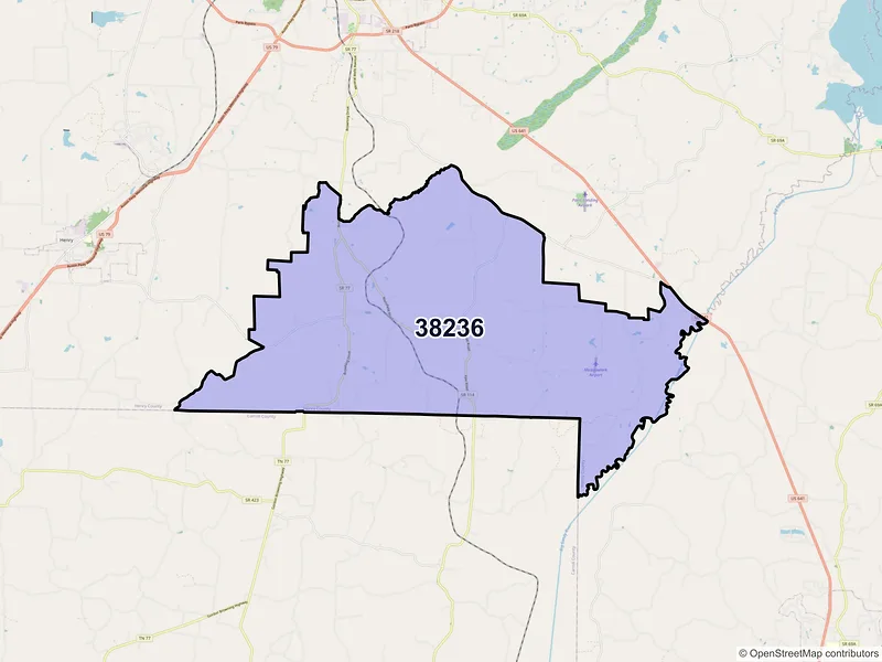 Map of ZIP Code 38236 — Mansfield, TN