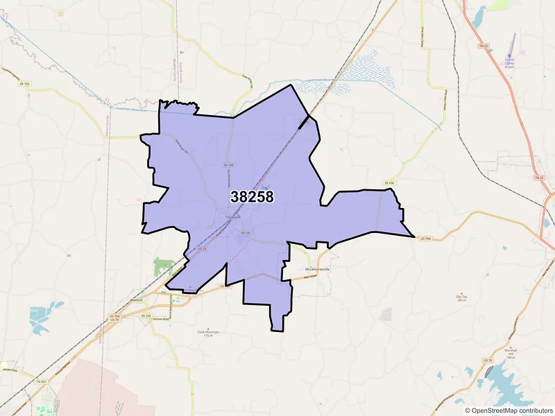 Map of Trezevant, Tennessee and ZIP codes