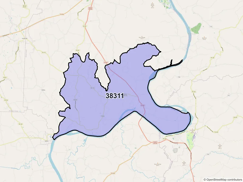 Map of Bath Springs, Tennessee and ZIP codes
