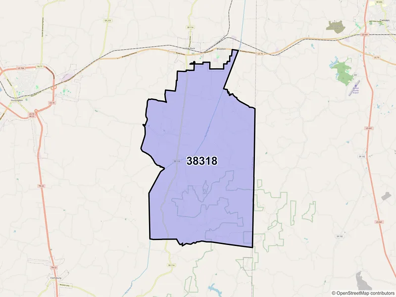 Map of ZIP Code 38318 — Buena Vista, TN