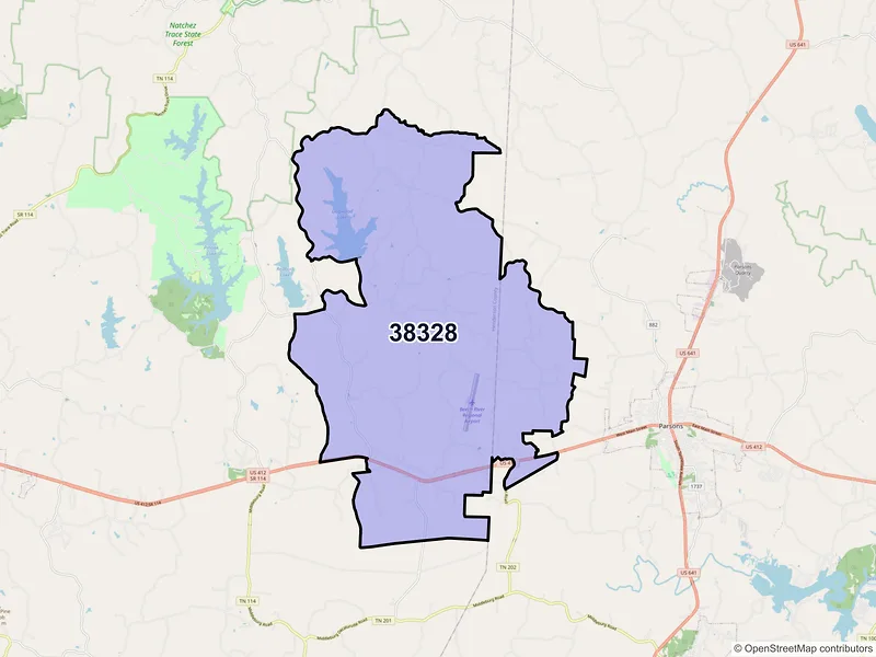Map of ZIP Code 38328 — Darden, TN
