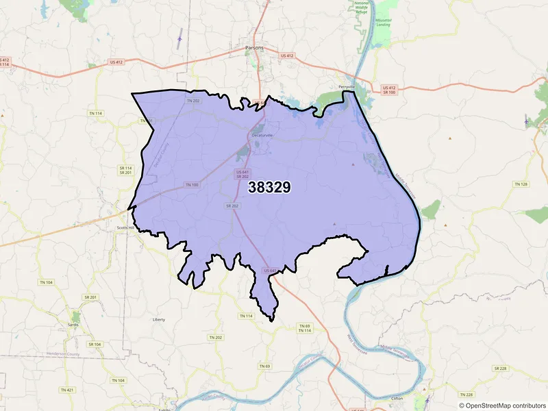 Map of ZIP Code 38329 — Decaturville, TN