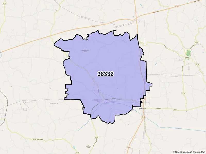 Map of Enville, Tennessee and ZIP codes