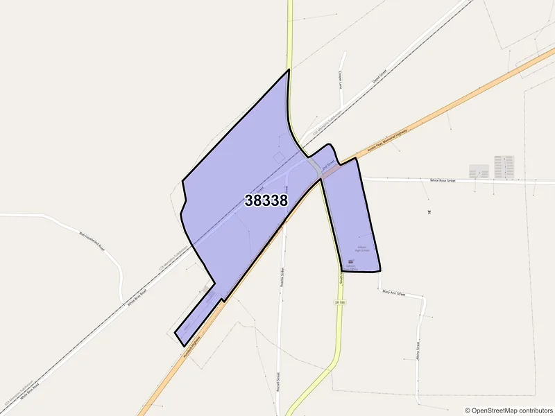 Map of Gibson, Tennessee and ZIP codes