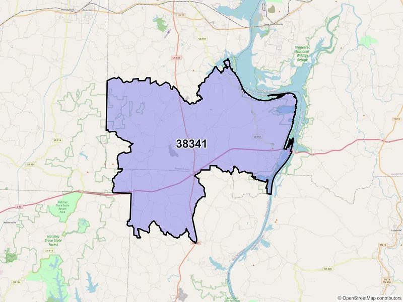 Map of ZIP Code 38341 — Holladay, TN