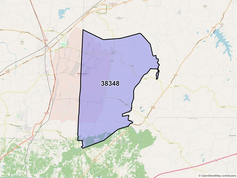 Map of ZIP Code 38348 — Lavinia, TN