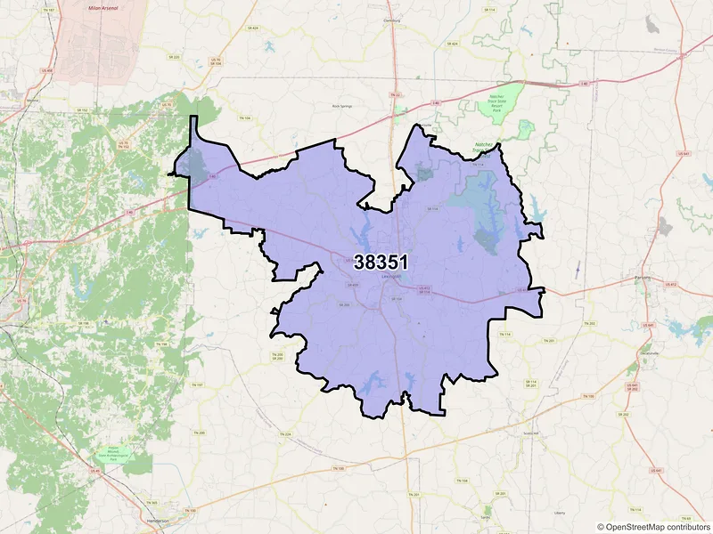 Map of ZIP Code 38351 — Lexington, TN