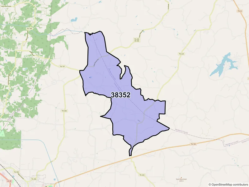 Map of ZIP Code 38352 — Luray, TN