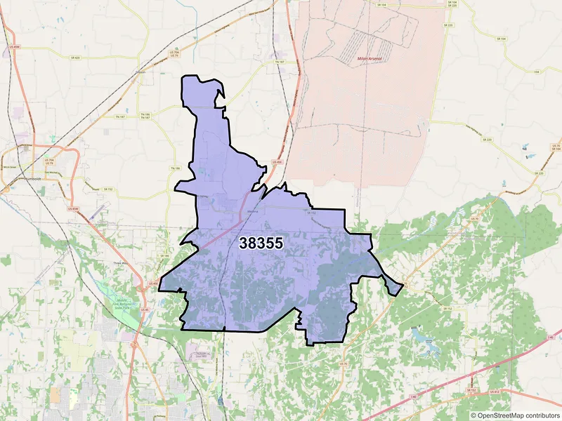 Map of ZIP Code 38355 — Medina, TN