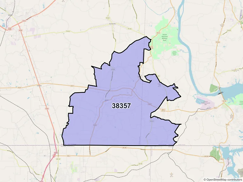 Map of ZIP Code 38357 — Michie, TN