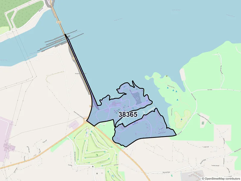 Map of Pickwick Dam, Tennessee and ZIP codes