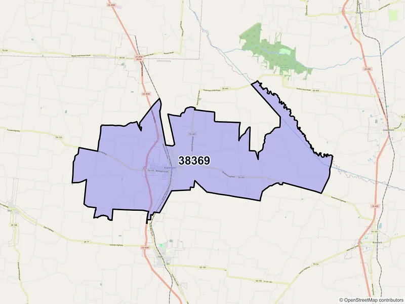Map of Rutherford, Tennessee and ZIP codes