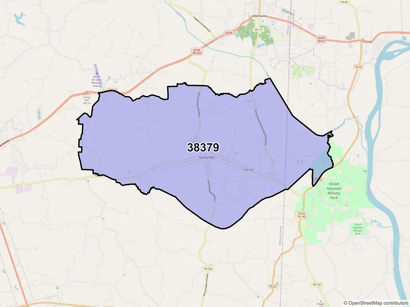 Map of Stantonville, Tennessee and ZIP codes