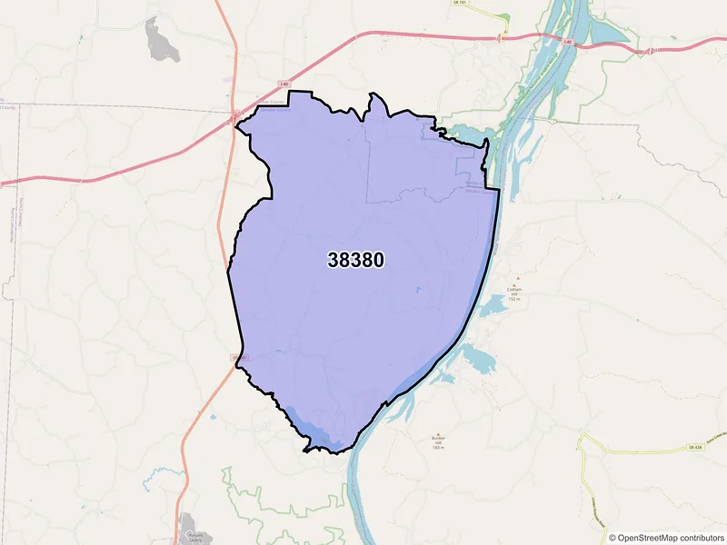 Map of Sugar Tree, Tennessee and ZIP codes