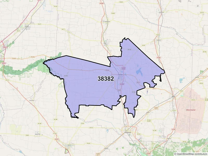Map of ZIP Code 38382 — Trenton, TN