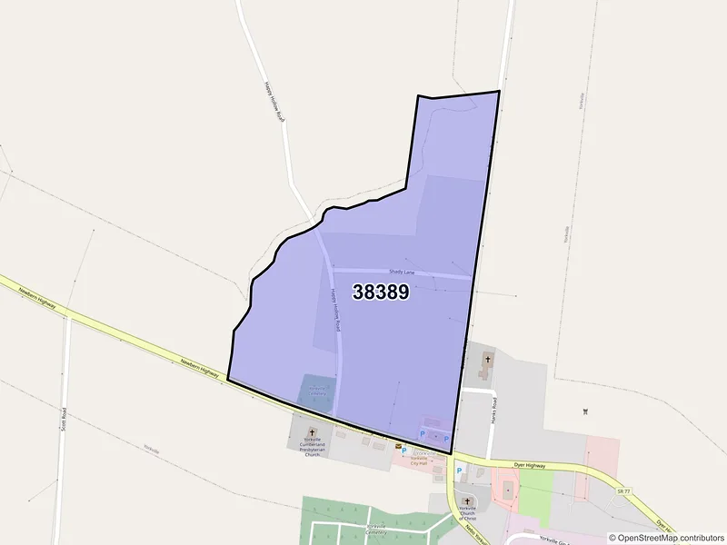 Map of Yorkville, Tennessee and ZIP codes