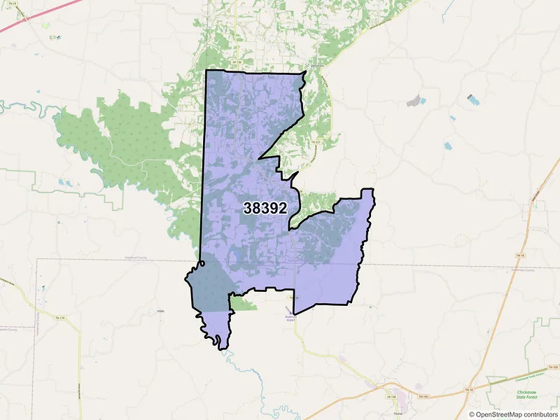 Map of Mercer, Tennessee and ZIP codes