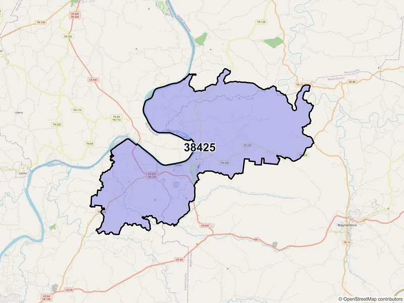 Map of ZIP Code 38425 — Clifton, TN