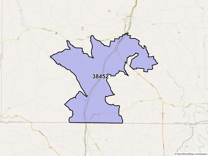 Map of ZIP Code 38452 — Cypress Inn, TN