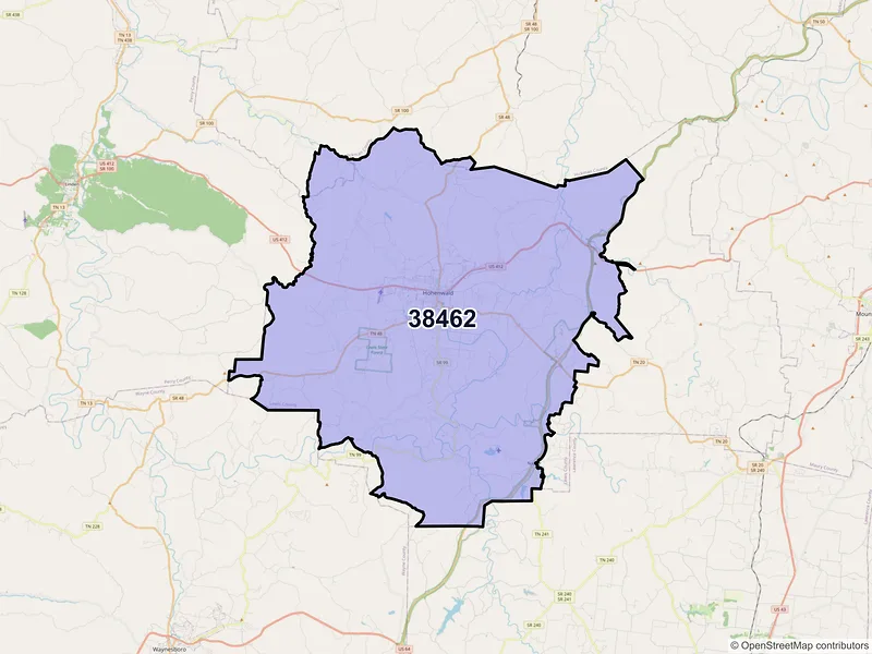 Map of Hohenwald, Tennessee and ZIP codes