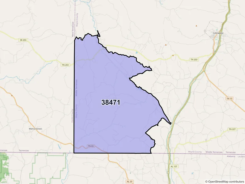 Map of Lutts, Tennessee and ZIP codes