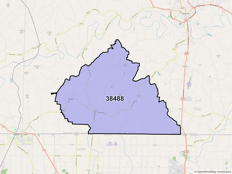 Map of ZIP Code 38488 — Taft, TN