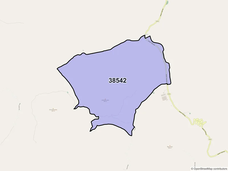 Map of ZIP Code 38542 — Allred, TN