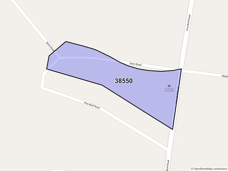 Map of Campaign, Tennessee and ZIP codes