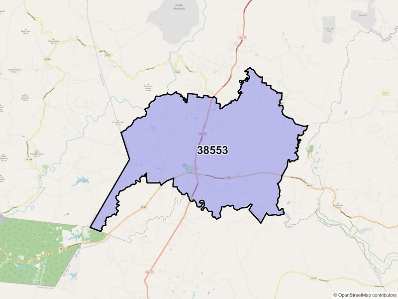 Map of ZIP Code 38553 — Clarkrange, TN