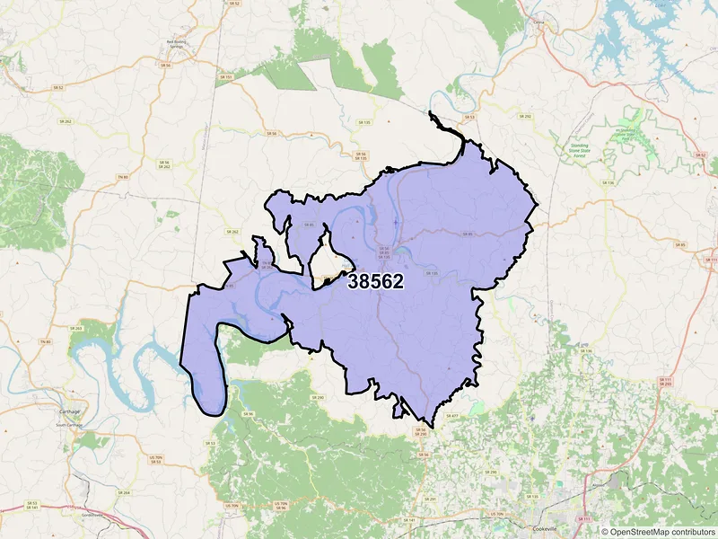 Map of Gainesboro, Tennessee and ZIP codes