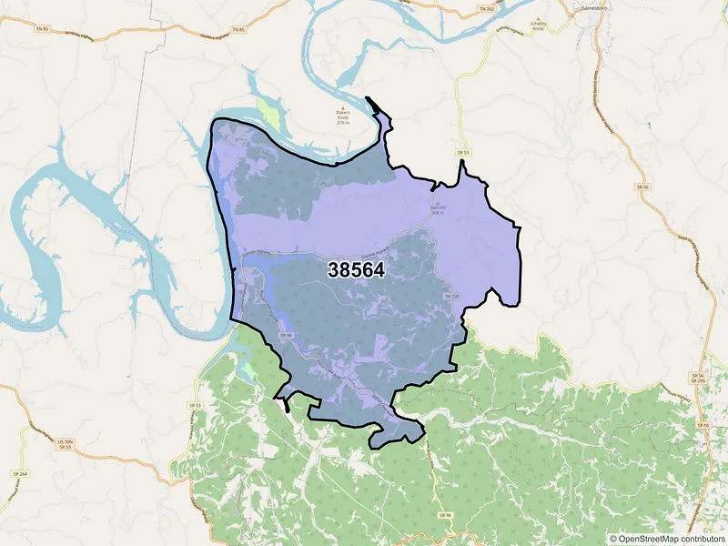 Map of ZIP Code 38564 — Granville, TN