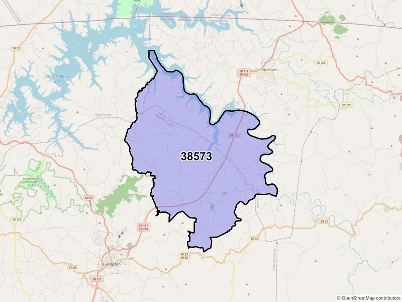 Map of ZIP Code 38573 — Monroe, TN