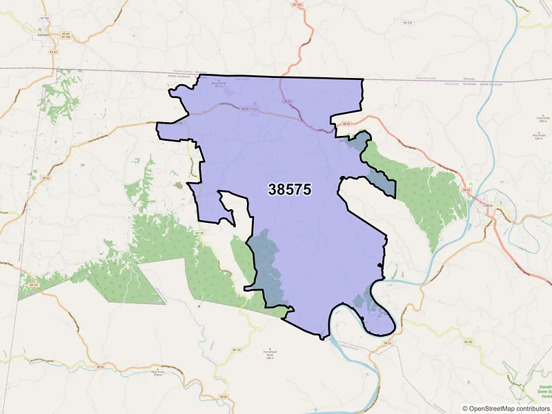Map of ZIP Code 38575 — Moss, TN
