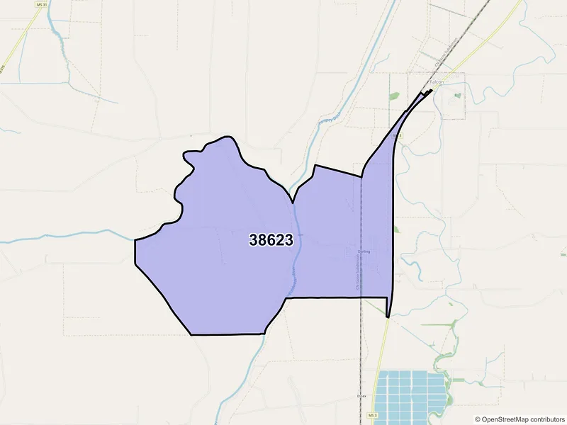 Map of Darling, Mississippi and ZIP codes