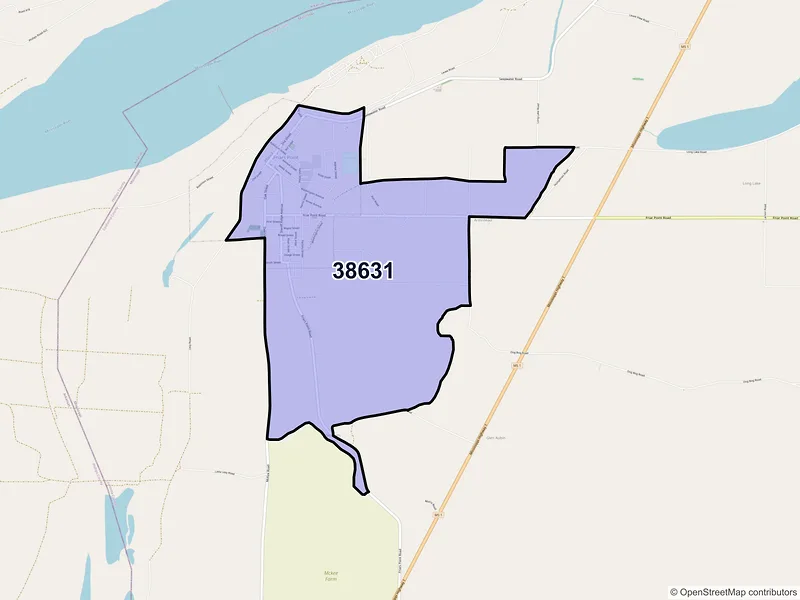 Map of Friars Point, Mississippi and ZIP codes