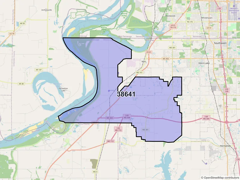 Map of Lake Cormorant, Mississippi and ZIP codes