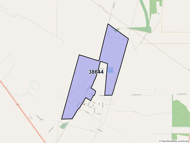 Map of Lula, Mississippi and ZIP codes