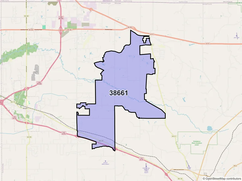 Map of ZIP Code 38661 — Red Banks, MS