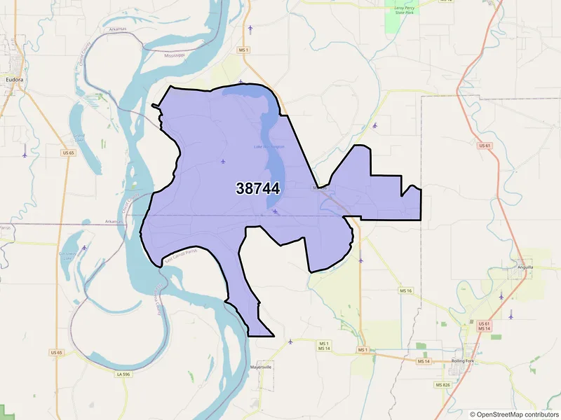 Map of Glen Allan, Mississippi and ZIP codes