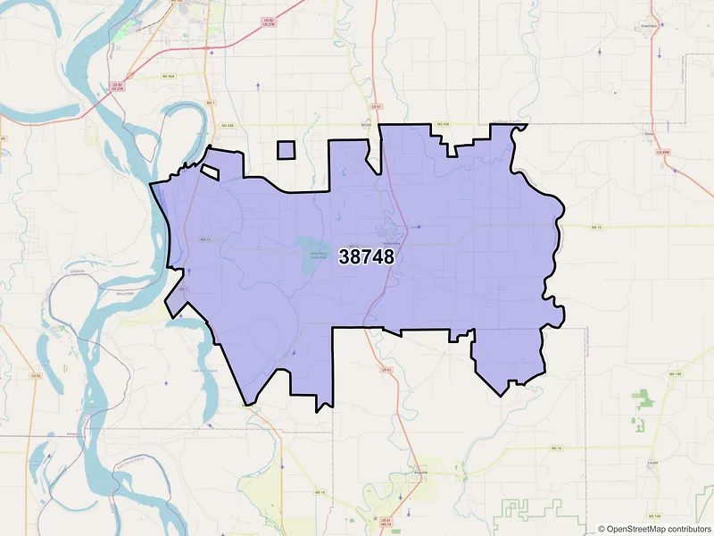 Map of Hollandale, Mississippi and ZIP codes