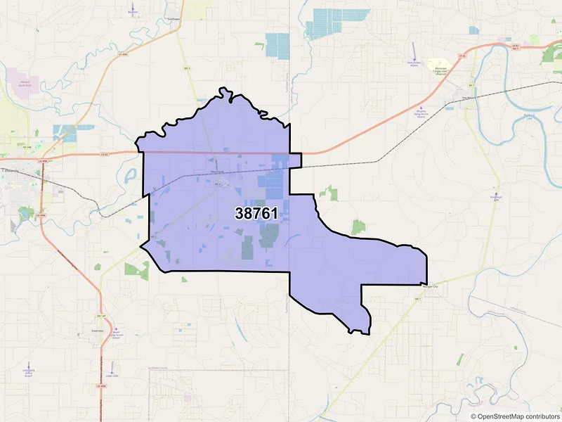Map of ZIP Code 38761 — Moorhead, MS