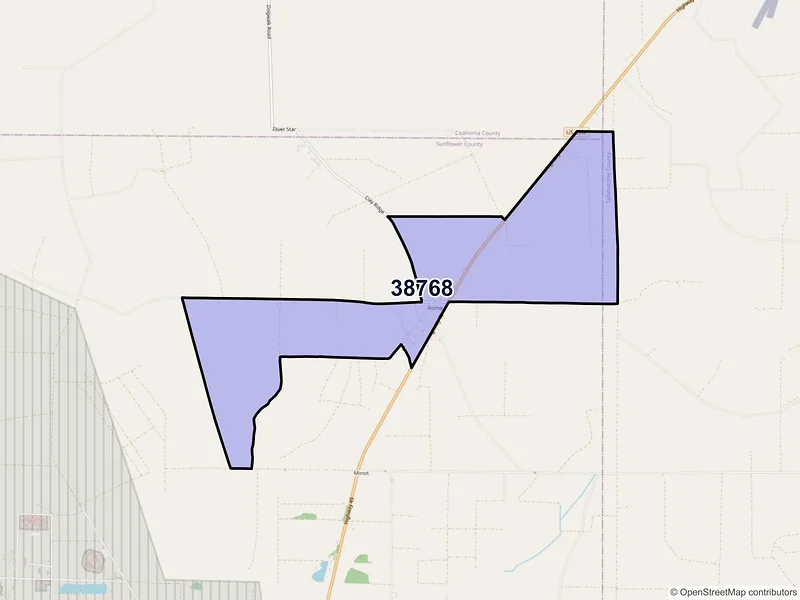 Map of Rome, Mississippi and ZIP codes