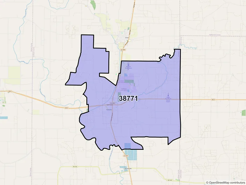 Map of ZIP Code 38771 — Ruleville, MS