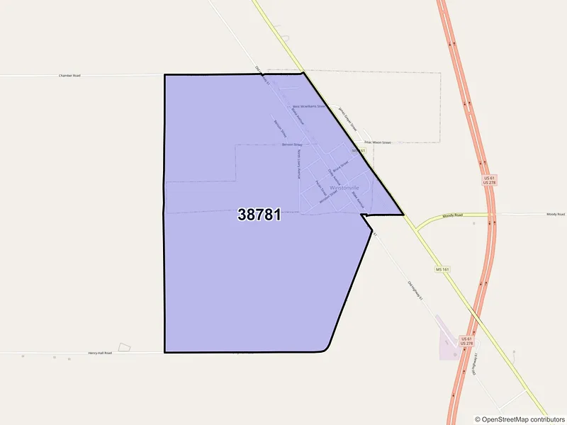 Map of Winstonville, Mississippi and ZIP codes