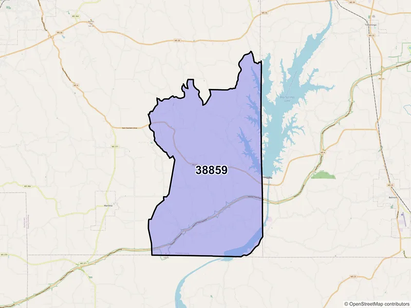 Map of New Site, Mississippi and ZIP codes