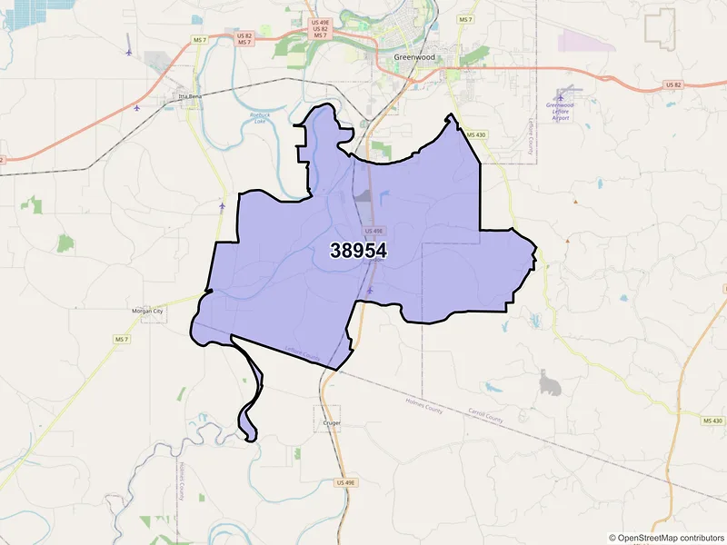 Map of Sidon, Mississippi and ZIP codes
